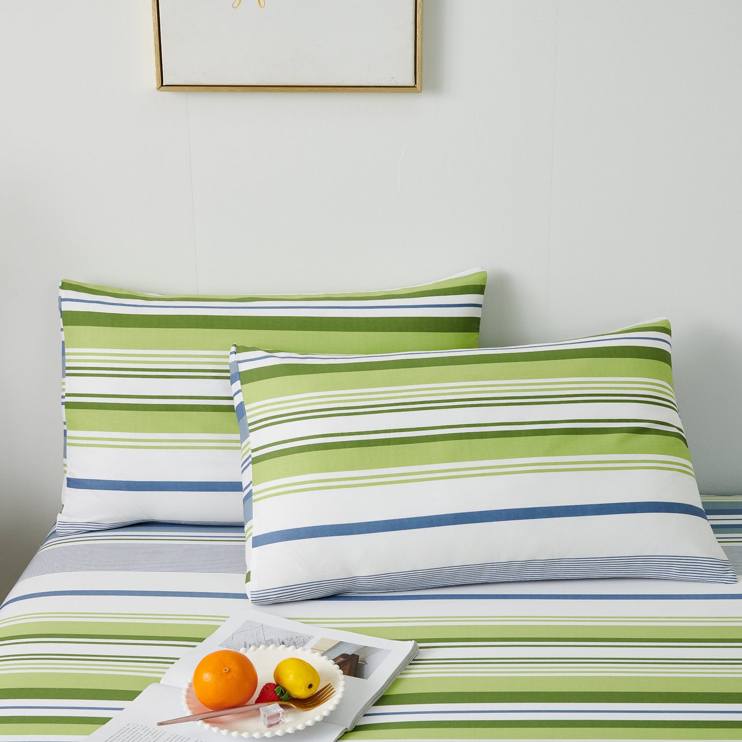 Serene 100% Cotton Sheet Set: Fitted Sheet, Flat Sheet and Two Pillowcases