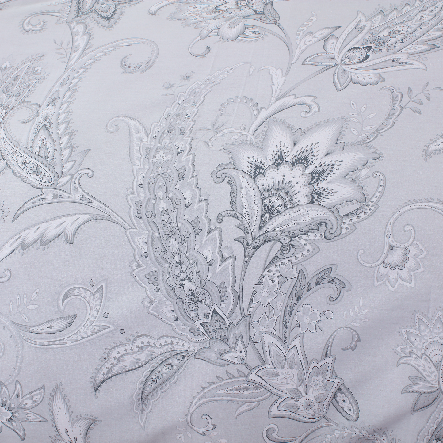 Gray Paisley 100% Cotton Bedding Set: Duvet Cover + Pillow Shams (or + Both Pillow Shams and Pillowcases)