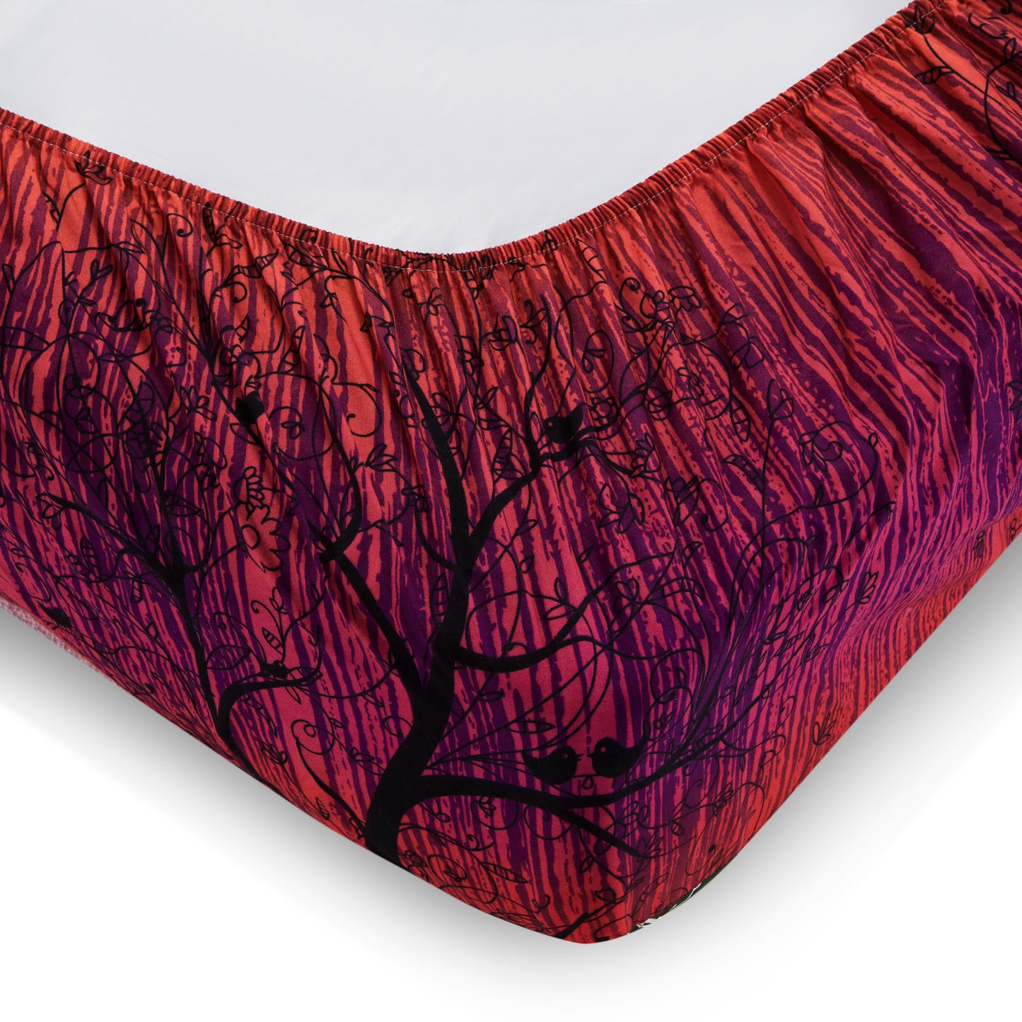 Rainbow Tree 4 Piece Bedding Set: Duvet Cover, Fitted Sheet and A Pair of Pillowcases
