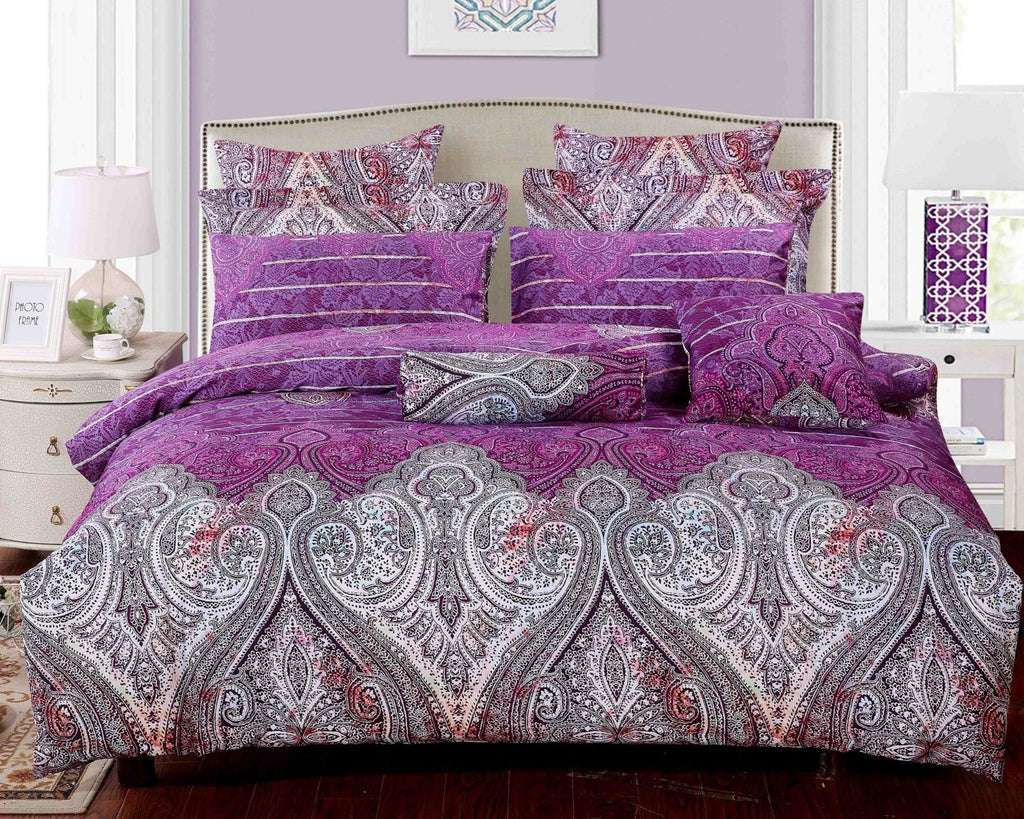 Royal Paisley 5 Piece Luxury 100% Cotton Bedding Set: Duvet Cover, Pillowcases and Pillow Shams