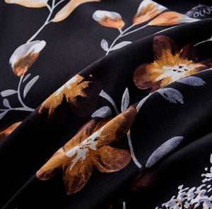 Black Floral 3-Piece Microfiber Bedding Set: Duvet Cover and Pillow Shams