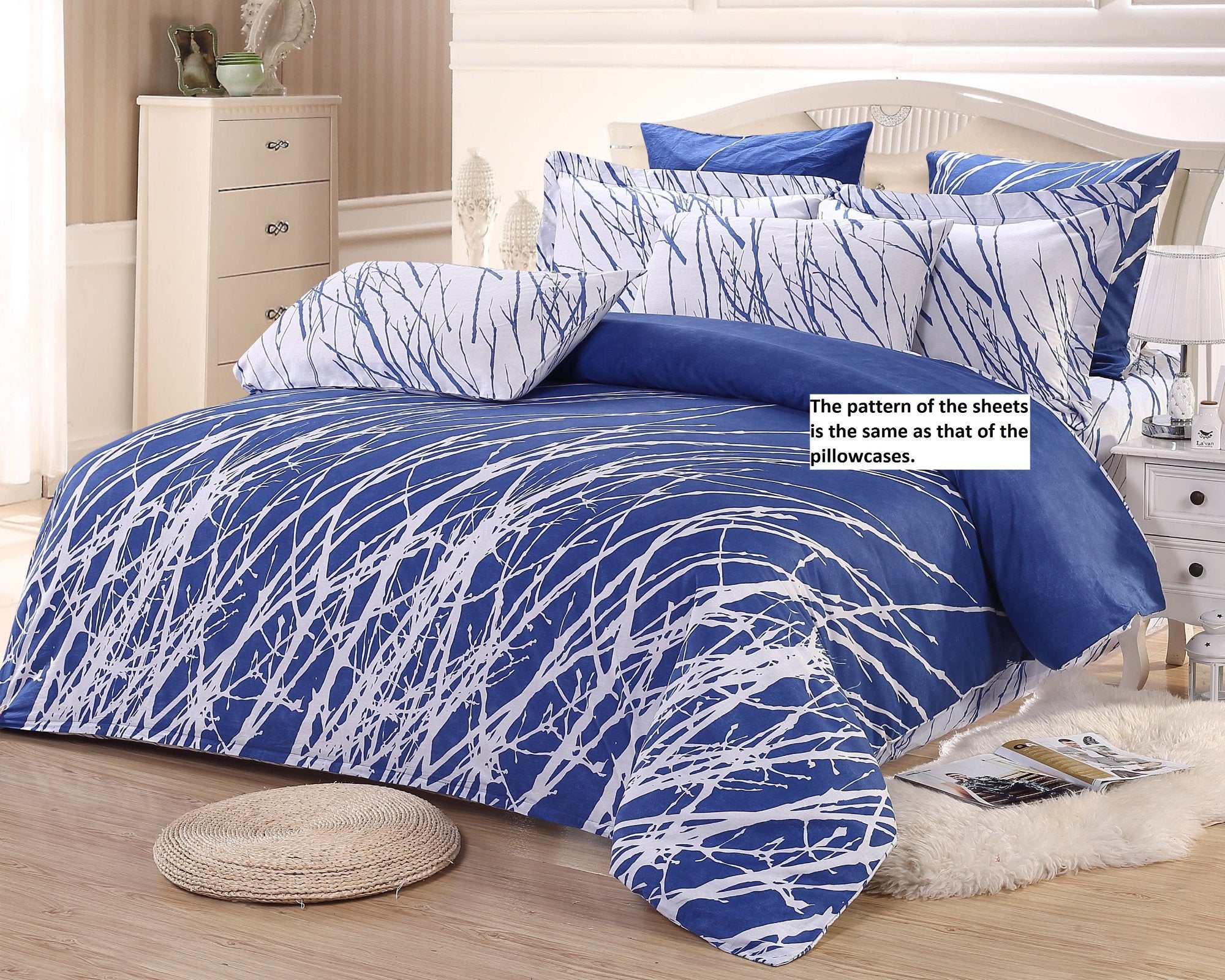 Blue tree branches sheet sets