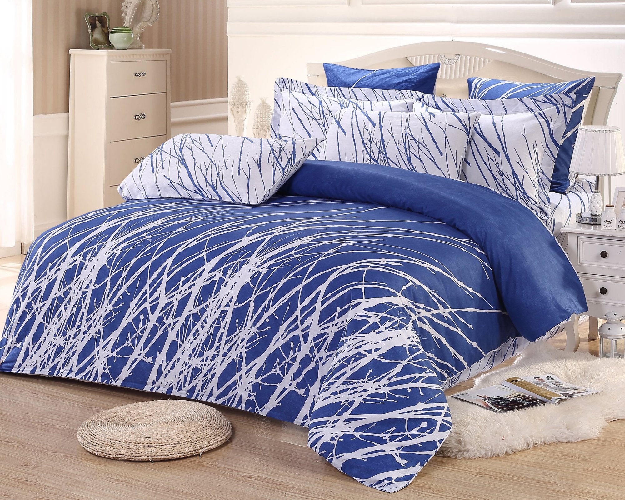 Tree Branches 100% Cotton 5 Piece Bedding Set: Duvet Cover, Pillowcases and Pillow Shams