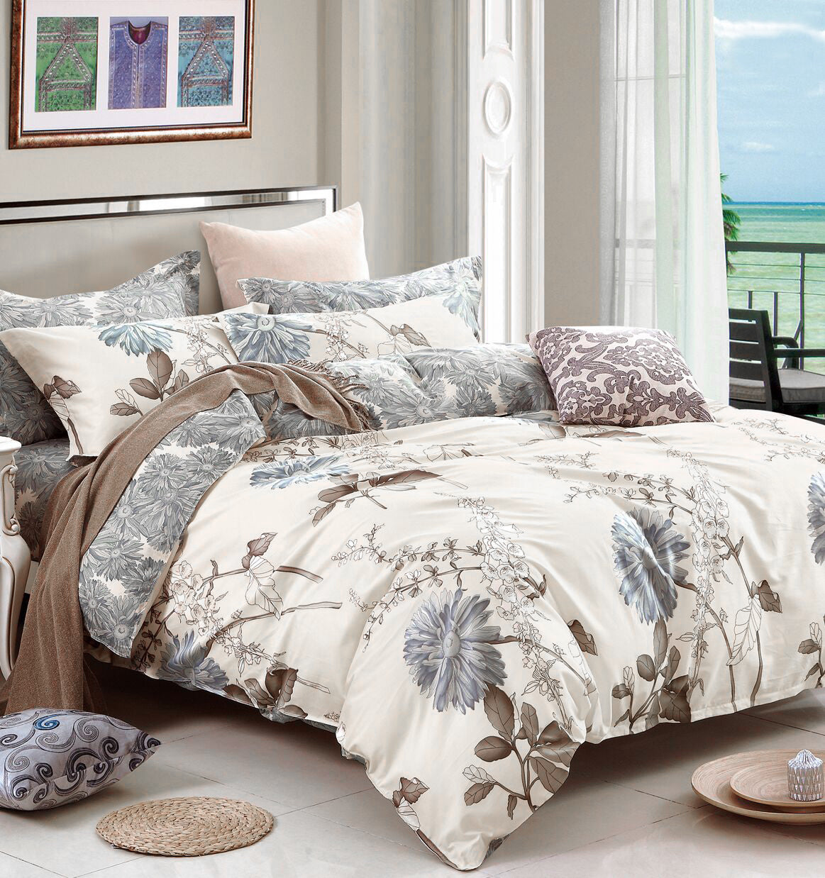 Swanson Beddings Daisy Floral Comforter Set: Comforter and and Pillow Shams 100% Cotton Shell