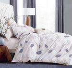 Elegant Leaves 5 Piece 100% Cotton Bedding Set: Duvet Cover, Pillowcases and Pillow Shams
