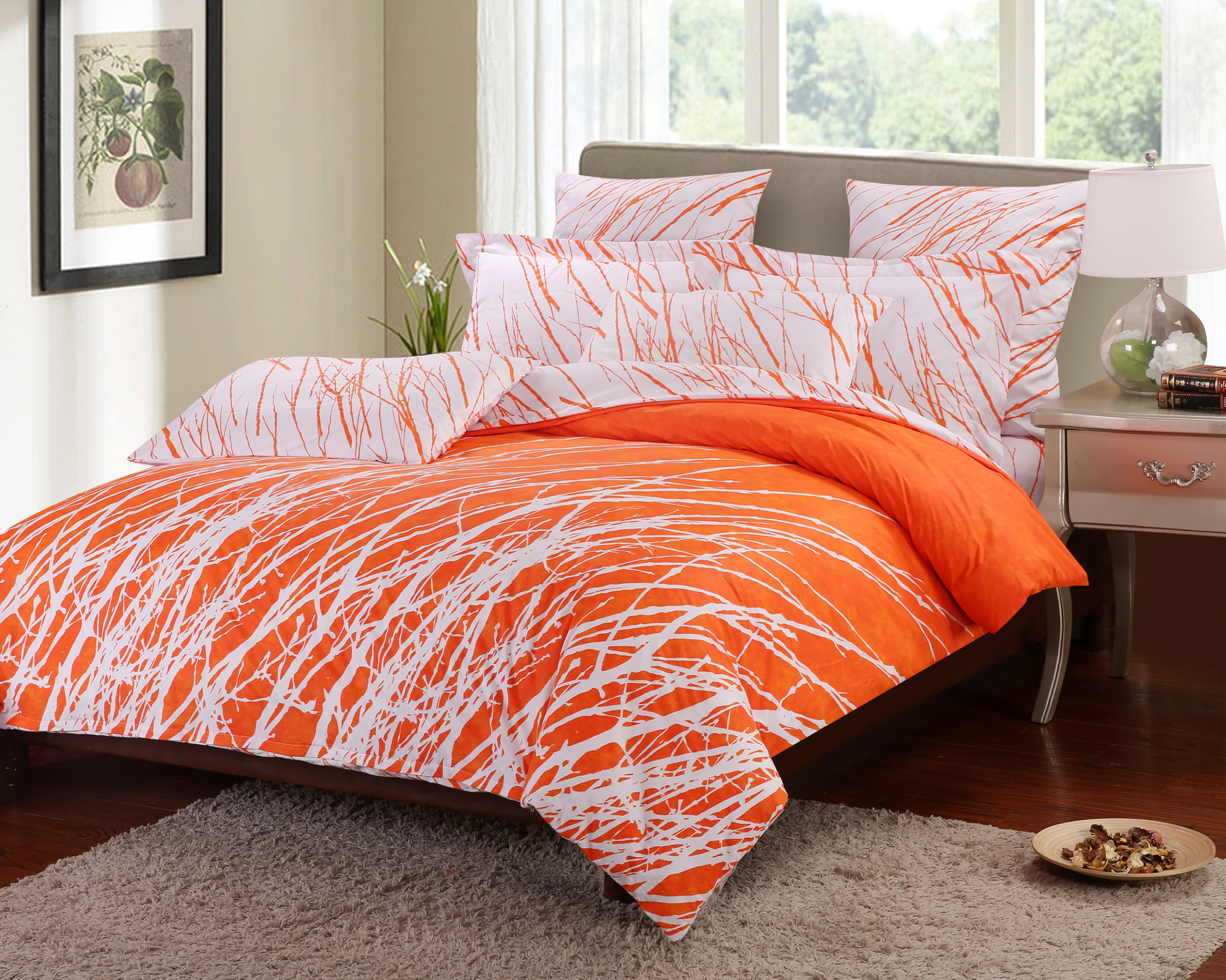 Tree Branches 100% Cotton Bedding Set: Duvet Cover and Pillow Shams