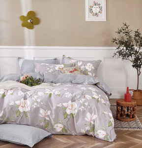 Magnolia 100% Cotton Bedding Set: Duvet Cover + Pillow Shams (or + Both Pillow Shams and Pillowcases)