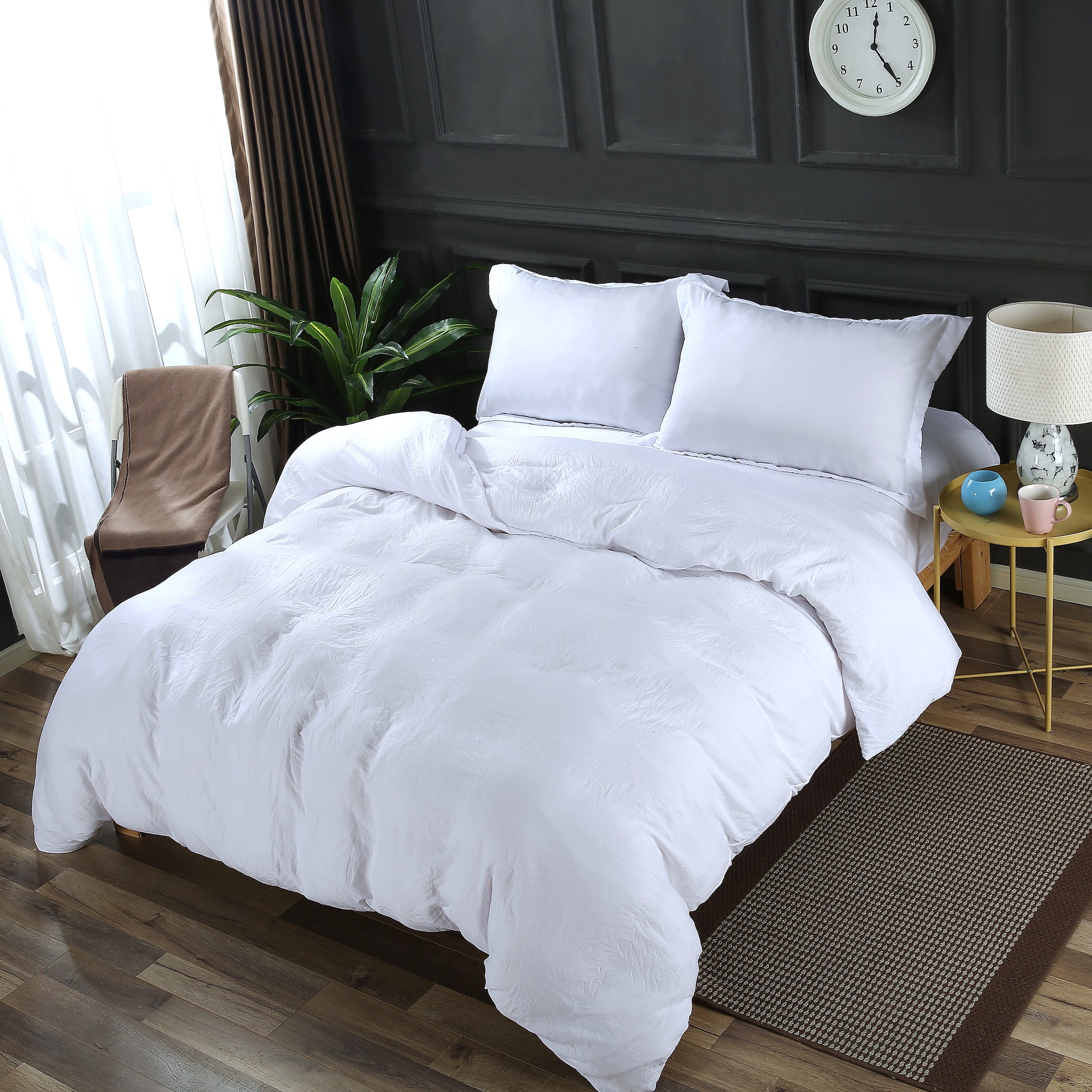 Stone Washed Microfiber 3pc Bedding Set: One Duvet Cover and Two Pillow Shams