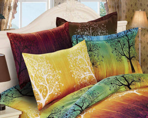 Rainbow Tree 4 Piece Sheet Set: Fitted Sheet, Flat Sheet and Two Pillowcases