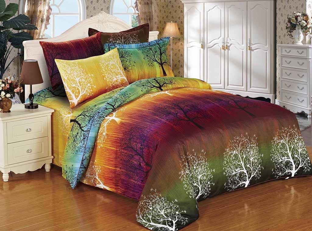 Rainbow Tree Duvet Cover Set: Duvet Cover and Matching Pillow Shams